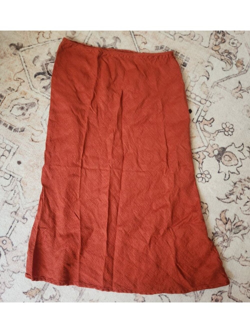 Eileen Fisher Petites Women's Sz. PP Orange Linen Blend Midi Skirt